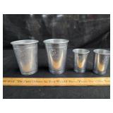 Vintage aluminum tumblers and shot cups