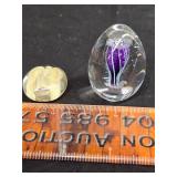 Signed glass paperweight and other