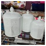 3 Milk Glass Canisters