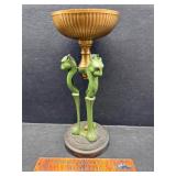 Heavy brass panther pedestal bowl