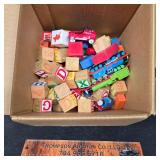 Box of wood blocks, Thomas Trains, other