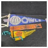 Vintage New London Elementary Owls Pennant & MB