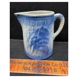 Antique blue/white salt glaze pitcher