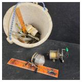 2 Reels & Bucket w Fishing Stuff