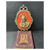 Brass plaque and bible