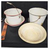 4 Enamel bowls & pots