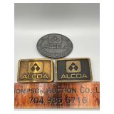 3 Alcoa belt buckles + Badin works 1980
