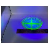 Uranium glass dish has some chips