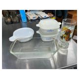 Dishes and a glass