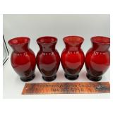 4 Ruby Red vases