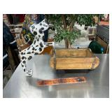 Metal dog with cart
