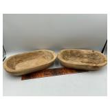 2 wooden dough bowls