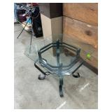 Glass and metal table