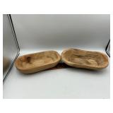 2 wooden dough bowls