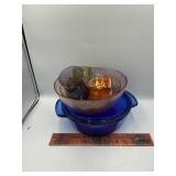 Assorted colored glassware