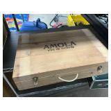 Wooden box with vintage games