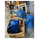 Basket with enamelware