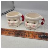 2 Vintage Ceramic Santa Mugs