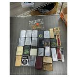28 lighters and a money clip