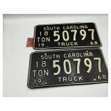2 1968 SC truck tags