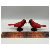 2 cast iron red birds