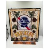 Plastic Pabst Blue ribbon sign