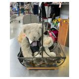 Wood and metal basket and teddy bear