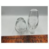 2 etched Orresfors Swedish crystal vases