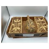 Wicker wrapped bottle and tissue holders
