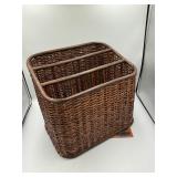 Vintage wicker magazine rack