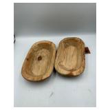 2 wooden dough bowls