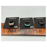 3 sterling silver rings