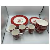 Plaid prancer Christmas dishes