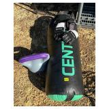 Weighted bag, gloves and dumbbell