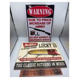 Wood Heddon sign and metal warning sign