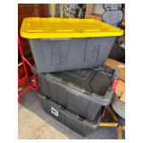 3 black plastic containers