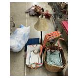 Baskets, lamp, pillows and other