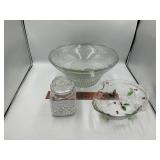 Punch bowl and other clear glass
