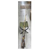 Vintage fishing rods and stool