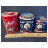 Velvet and George Washington tobacco tins