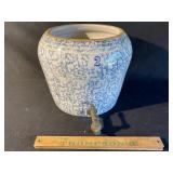 Antique sponge ware pottery water keg