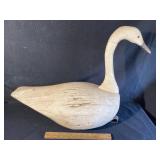 Large handmade wood swan decoy