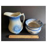 Blue/white salt glaze pottery