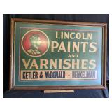 Lincoln paints large framed paper advertising