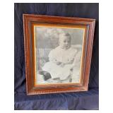 Antique framed baby photo