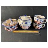 5 pieces patriotic Nichols pottery