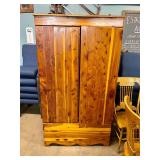 Large antique cedar wardrobe with hidden chest