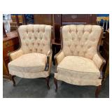 2 vintage upholstered wing back chairs