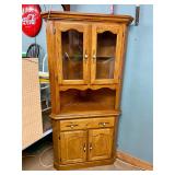 Vintage oak corner cupboard 2 piece