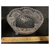 Vintage crystal 3 footed bowl